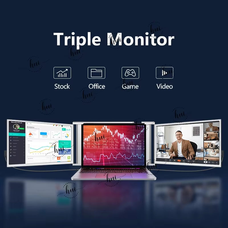 2024 New FOPO 14 Inch 1080P Dual Bulk Lcd Monitors Usb C and Hd Port Laptop Screen Extender Triple Portable Monitor