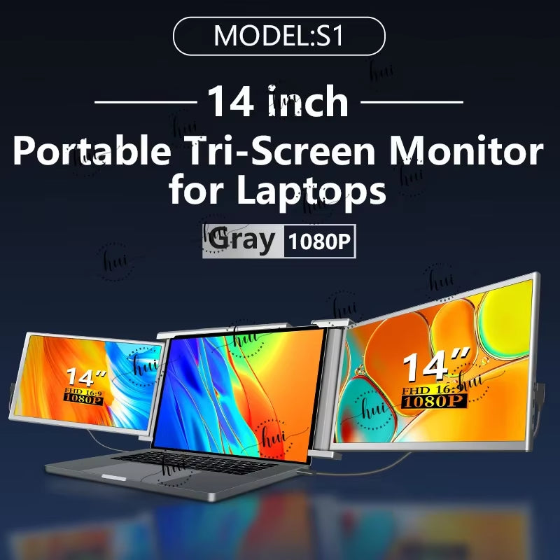 2024 New FOPO 14 Inch 1080P Dual Bulk Lcd Monitors Usb C and Hd Port Laptop Screen Extender Triple Portable Monitor