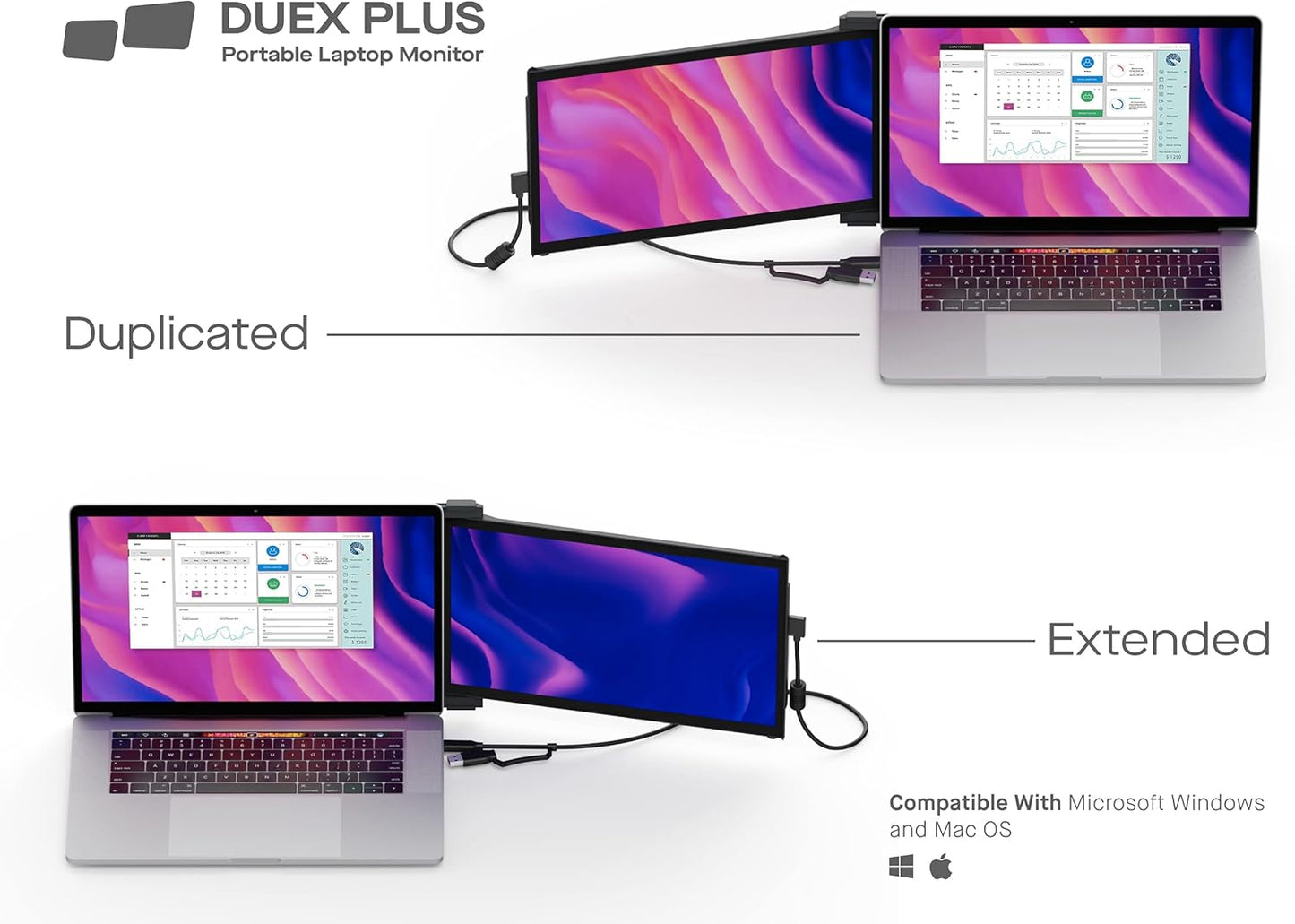 Duex plus Portable Monitor for Laptops, USB C/USB a Plug and Play 13.3In FHD 1080P Laptop Screen Extender