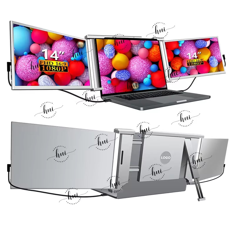 2024 New FOPO 14 Inch 1080P Dual Bulk Lcd Monitors Usb C and Hd Port Laptop Screen Extender Triple Portable Monitor